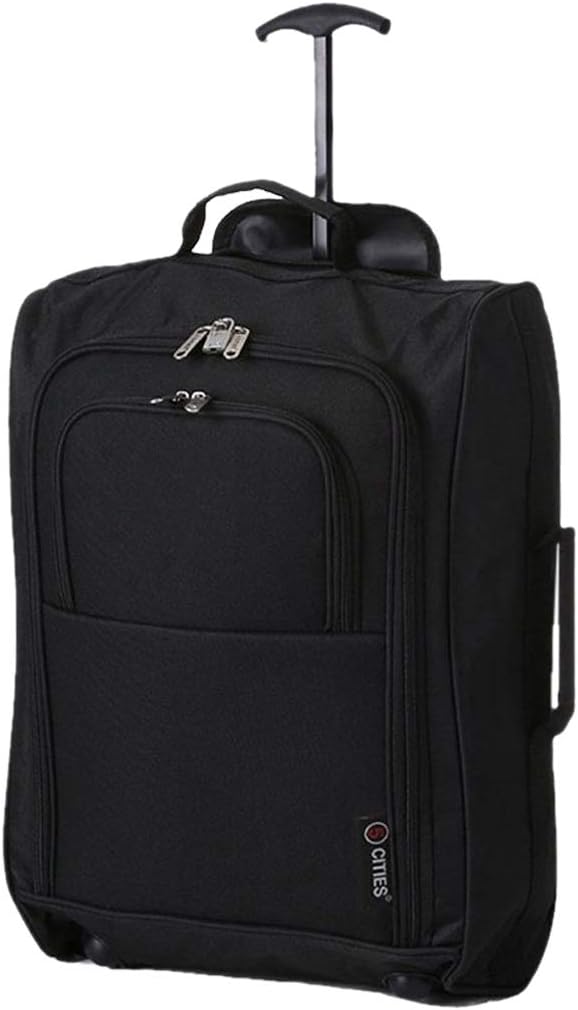 5 Cities Leichte Reisetasche mit 55 cm Rädern Schwarz, Schwarz