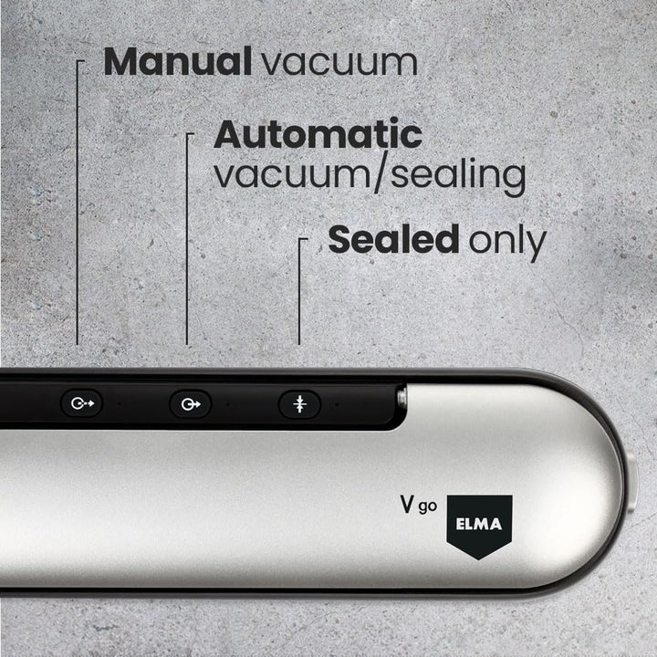 ELMA Vakuumierer Automatisch V Go, Kabellose Vakumierergerät | Schweissstab 30 cm, 37,6 x 7,8 x 5,8