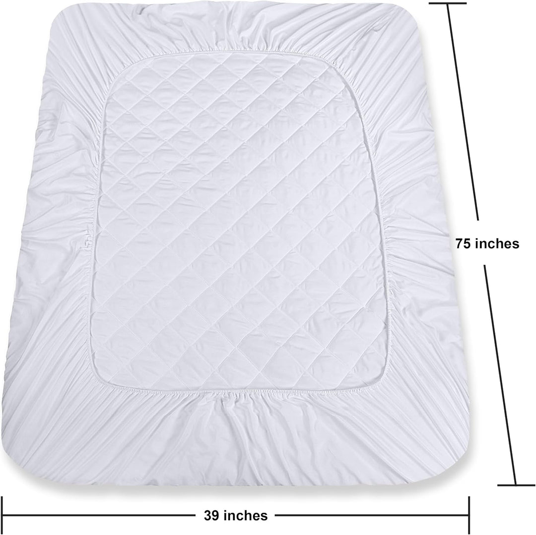 Utopia Bedding Gesteppte Matratzenauflage (Einzelbett), Matratzenbezug dehnbar bis 40,6 cm Höhe Weis