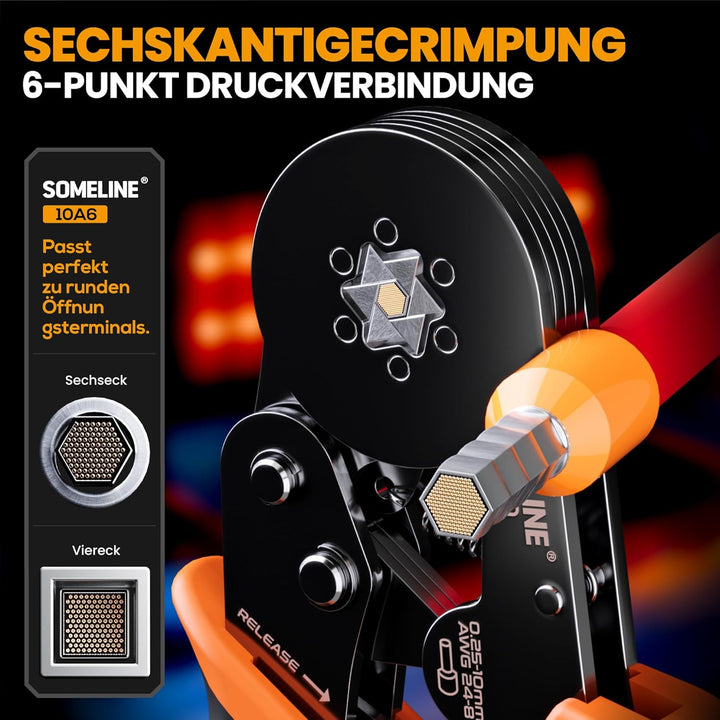 SOMELINE® Sechskant Crimpzange Set, mit 21 Arten Aderendhülsen, [0,25-6mm²] Sechskant Aderendhülsenz