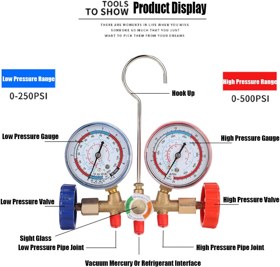 Vakuumpumpe Manifold Gauge Set, Fydun Kältemittel Klimaanlagen Werkzeuge AC Diagnose Manifold Anzeig
