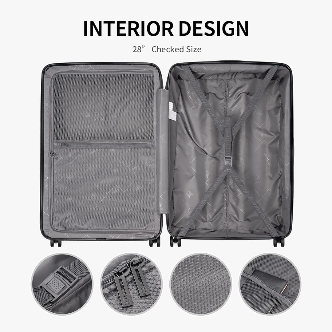 LEVEL8 Koffer Trolleys Handgepäck Hartschalenkoffer Rollkoffer Reisekoffer, TSA Blau 28‘’ 52*30*78CM