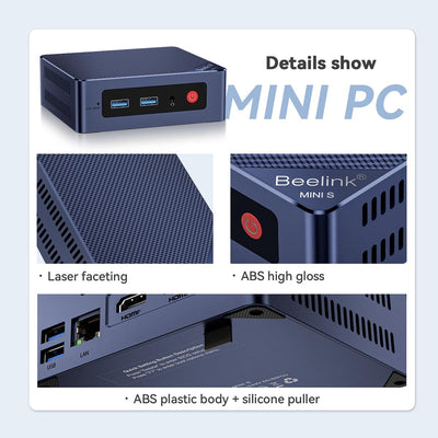 Beelink Mini PC, Intel 12th Gen Alder Lake- N95(bis zu 3.4GHz), 8GB DDR4 RAM 256GB SSD, Mini S12 Des