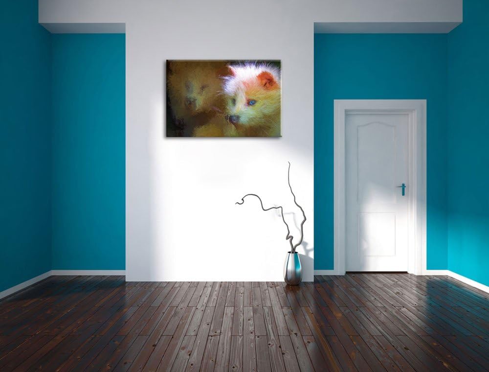 Polarfuchs in Höhle Deluxe Format: 100x70 cm auf Leinwand, XXL riesige Bilder fertig gerahmt mit Kei