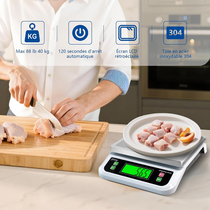Professionelle Küchenwaage 40 kg hochpräzise Küchenwaage 1 g Lebensmittelwaage mit LCD-Display Elekt