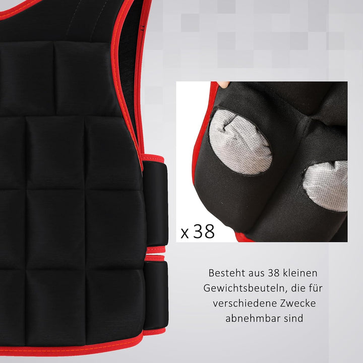 HOMCOM 20 kg Trainingsweste Gewichtsweste mit doppelten Gurten verstellbar Krafttraining Fitness Oxf
