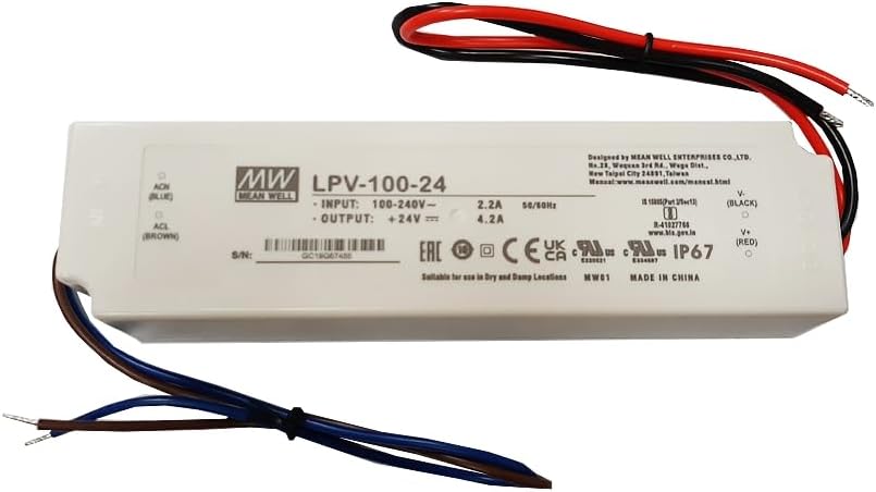 Kingled - Netzteil serie MeanWell LPV-100-24 100W 24V 4.2 Ampere wasserdicht IP67, 100W