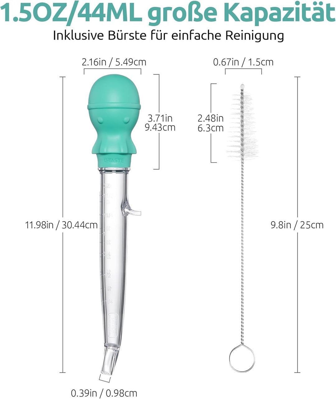 109℃ Hitzebeständige Grosse Abgewinkelte Bratenspritze: U-Taste Tritan Putenfleisch-Fettpipette mit