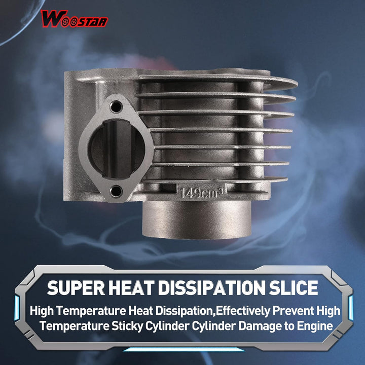 WOOSTAR 57.4mm Grosse Bohrung Zylinder Umbausatz mit Kolben Ersatz für GY6 4-Takt 125ccm 150ccm 157Q