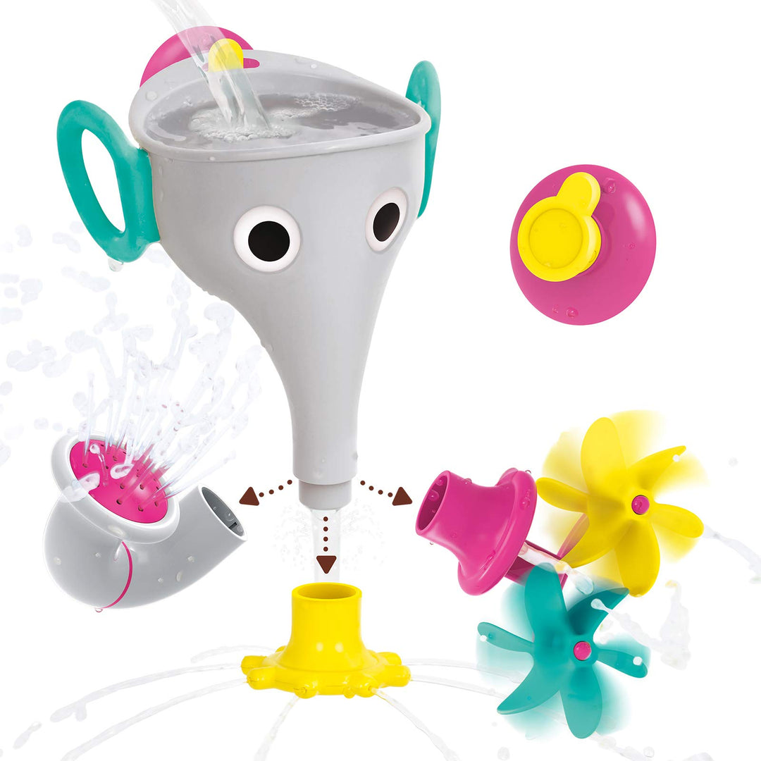Yookidoo FunEleFun Fill ’N’ Sprinkle Badespielzeug – Elefantenrüssel-Trichter mit 3 austauschbaren A