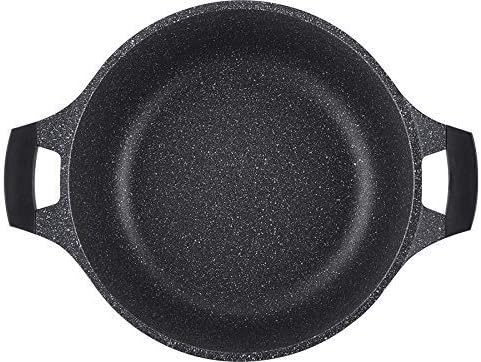 Royalty Line - RL-BS24M Kochtopf mit Marmorbeschichtung, Glasdeckel, Induktion, 3,8 l, 24 cm, Schwar