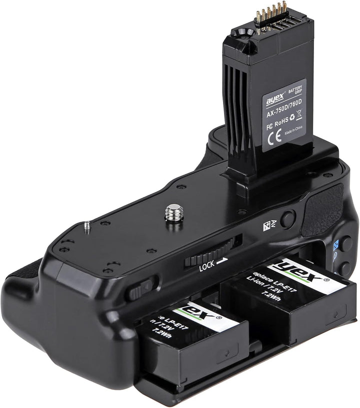 ayex Batteriegriff Set Kompatibel mit Canon EOS 760D 750D IX8 T6S T6I ähnlich BG-E18 + 2 x LP-E17 Ak