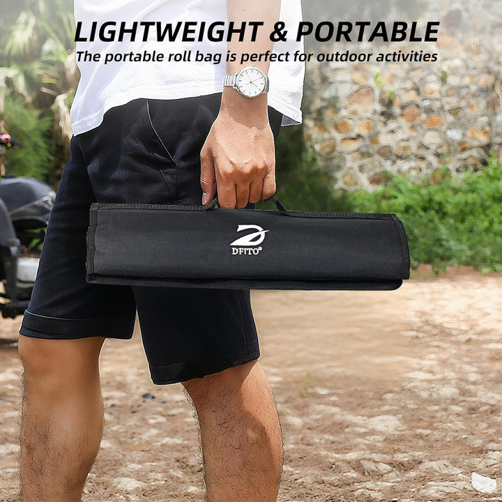 Dfito Messerset mit Nylon Rolltasche, 9-tlg Scharfe Professionelles Küchenmesser Set aus High Carbon