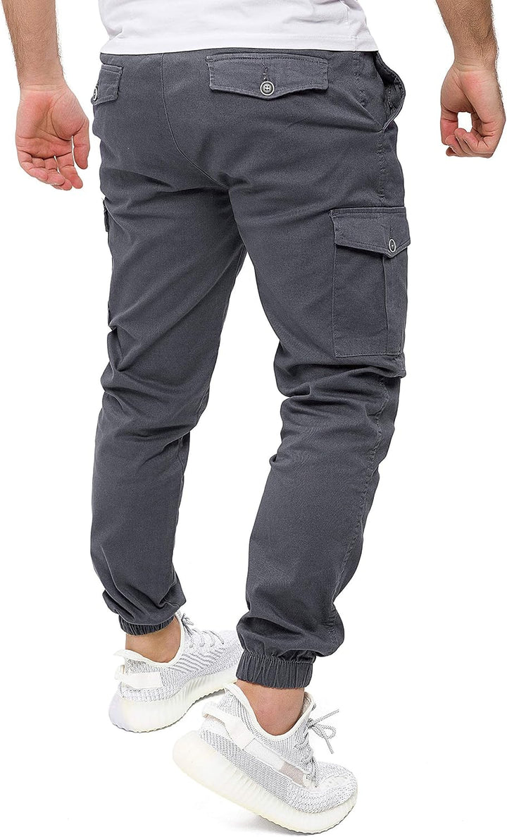 PITTMAN Darius - Herren Cargo Hose - Baumwoll Cargohosen - Cargo Jogger 38W / 34L Grau (Tornado 1839