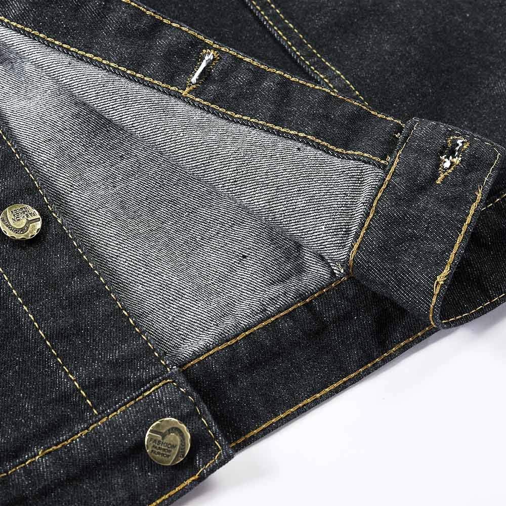 YOUTHUP Herren Denim Weste Zerreissendes Deko Fashion Casual Jeansweste für Freizeit #813 Schwarz S,