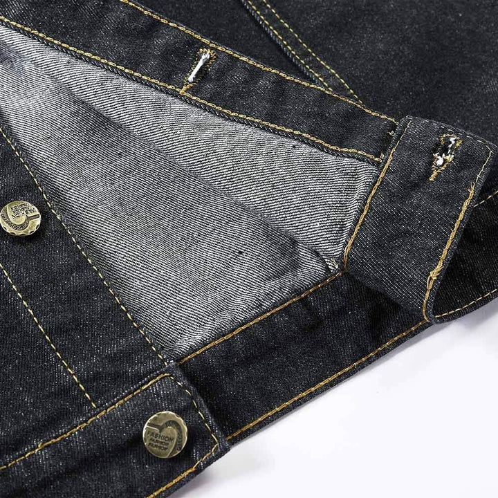 YOUTHUP Herren Denim Weste Zerreissendes Deko Fashion Casual Jeansweste für Freizeit #813 Schwarz S,