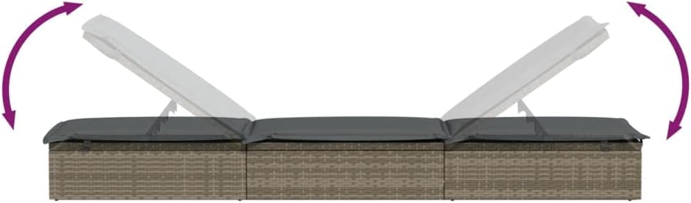 vidaXL Sonnenliege 2 STK., Gartenliege Verstellbare Sitzfläche, Liegestuhl Liege mit Tisch, Relaxlie