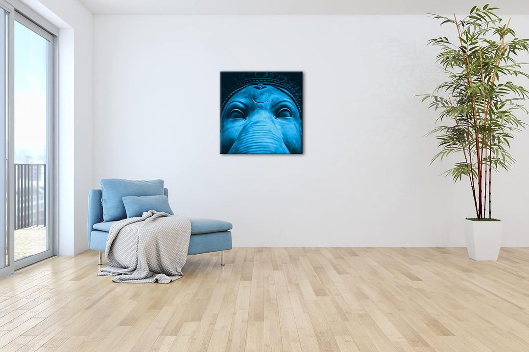 deyoli indische Elefanten Gottheit Format: 70x70 Effekt: Monocrome Blau als Leinwand, Motiv fertig g