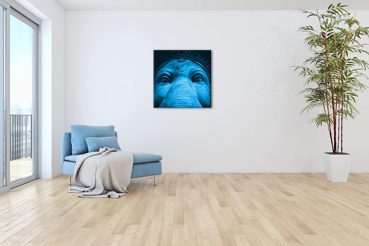 deyoli indische Elefanten Gottheit Format: 70x70 Effekt: Monocrome Blau als Leinwand, Motiv fertig g