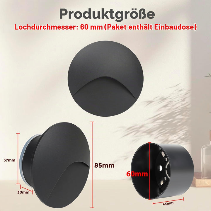 Arotelicht 4er LED Wandleuchte Warmweiss 3000K Aluminium Treppenlicht 230V Rund Einbaustrahler 3W Tr