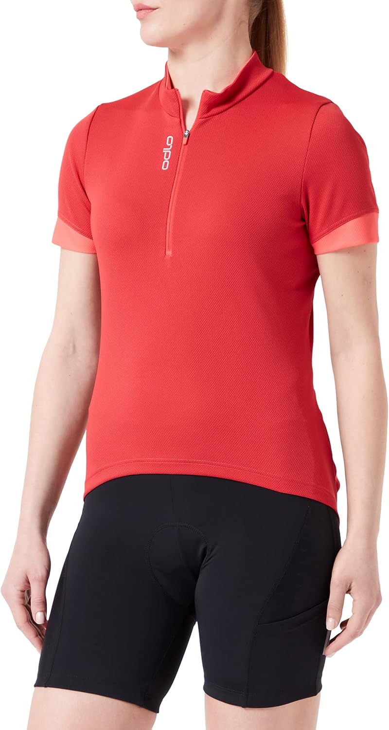 Odlo Damen Essentials_411971 Radtrikot halber Reissverschluss (1er Pack) S American Beauty - Cayenne