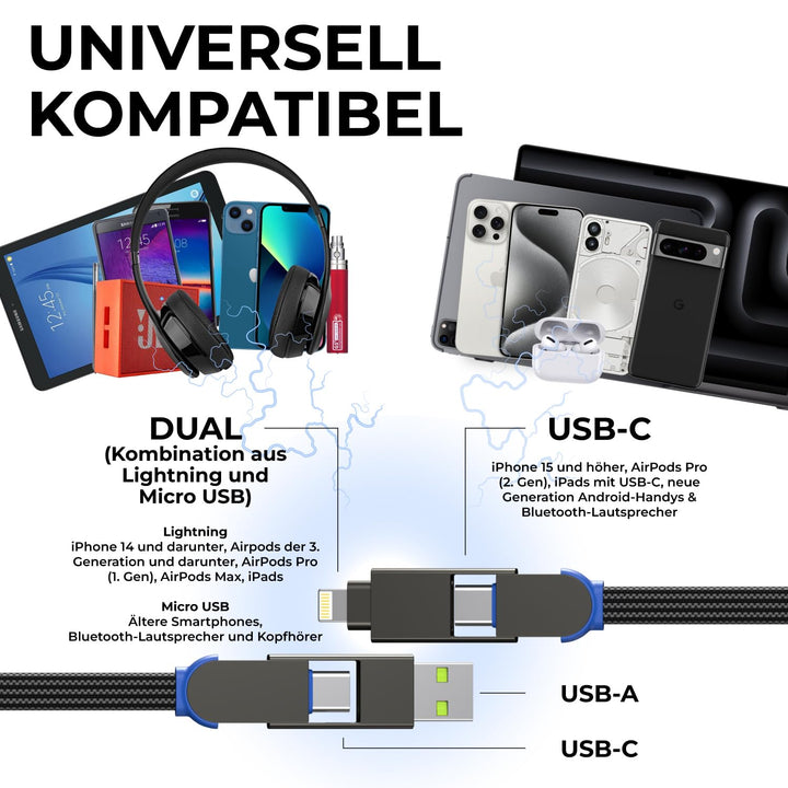 Rolling Square inCharge X - Schlüsselanhänger mit USB-C-Kabel, Universal-Smartphone-Kabel, Geschenk