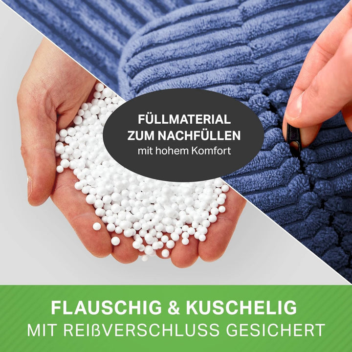 Green Bean® Indoor Sitzhocker Pouf 45x25cm EPS-Perlen Füllung & Cordstoff Kuschelig Weich Waschbar -