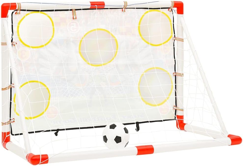 vidaXL Fussballtor Set mit Torwand Fussball Netz Pumpe 4 Erdspiessen Kinder Fussballnetz Fussballtor