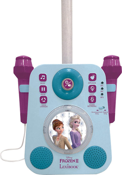Lexibook K140FZ Disney Frozen Die Eiskönigin ELSA Beleuchteter Lautsprecher mit 2 Mikrofonen, Demo-S