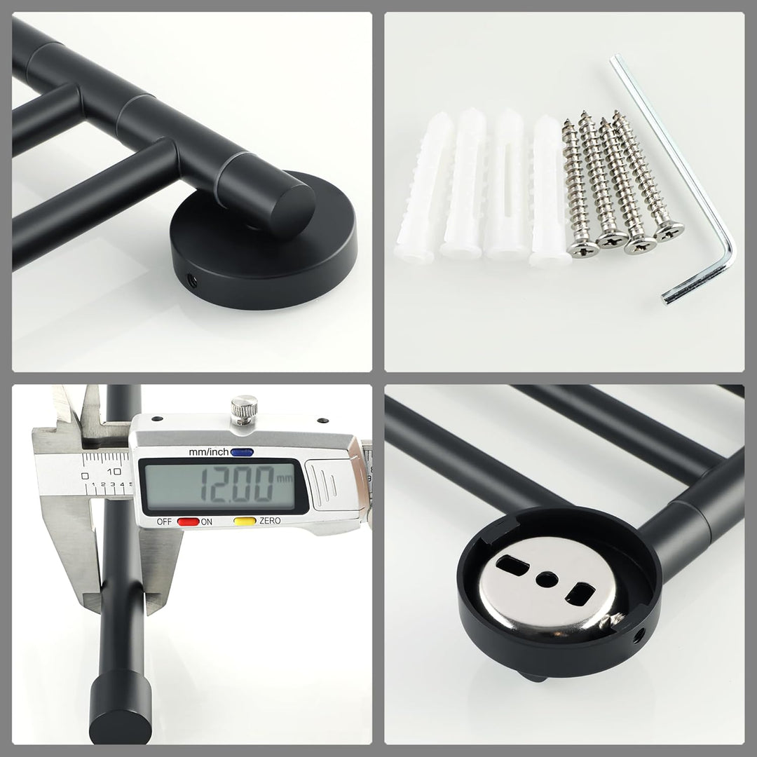 Schwenkbar 6 Armig Handtuchhalter, 32.2cm 304 Edelstahl Rund Handtuchstange zum Bohren mit Verdeckte