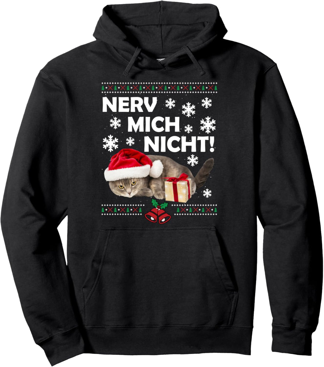 Böse Katze Weihnachtsmann Ugly Christmas Sad Cat Xmas Pullover Hoodie