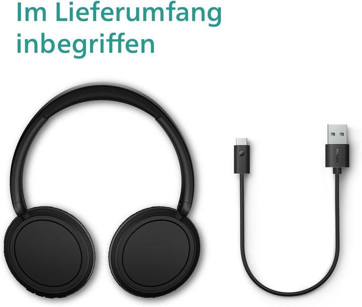 PHILIPS TAH5209BK Leichter ohraufliegender kabelloser Bluetooth-Kopfhörer mit passiver Geräuschisoli