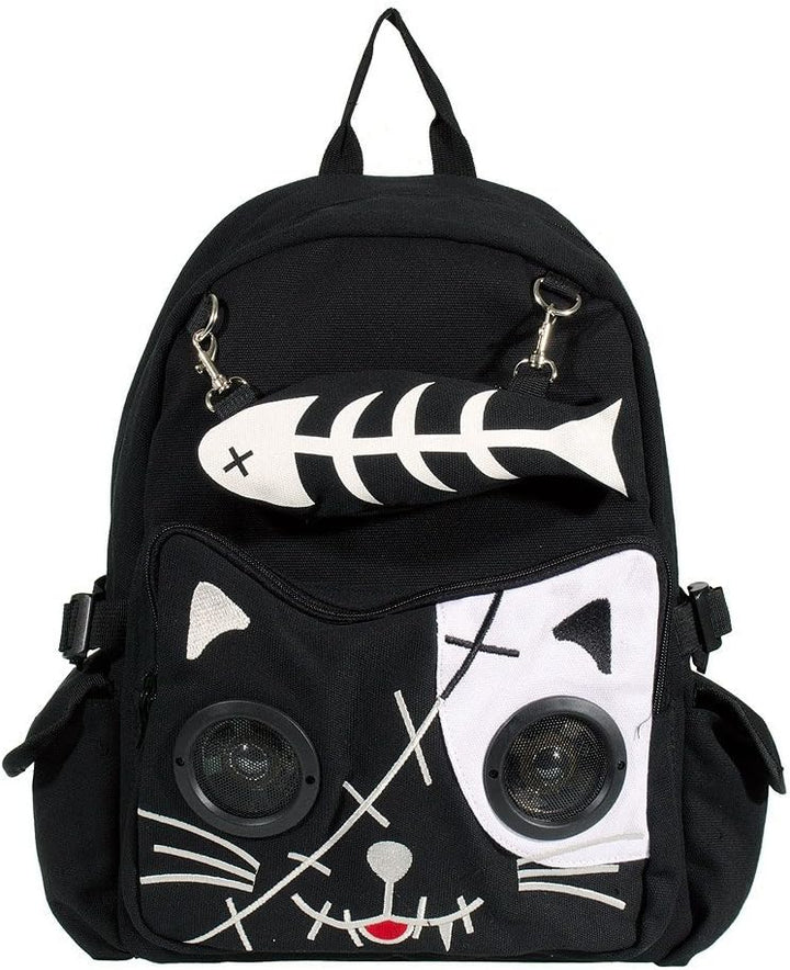 Lautsprecher Rucksack Tasche von Banned Apparel Kitty Ohren AUX universell 3.5mm Jack Weiss, Wei