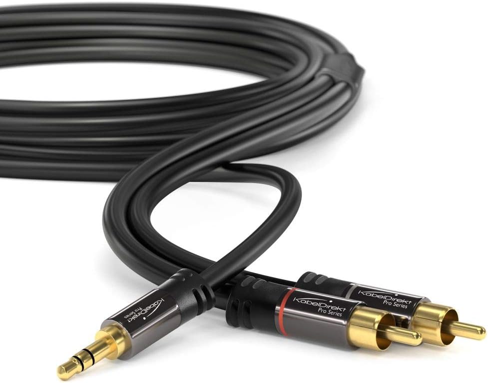 KabelDirekt - 3.5mm 2 Cinch Y Kabel - 3m - (3.5mm > 2 RCA, Klinke auf Cinch) - PRO Series &amp; Optische