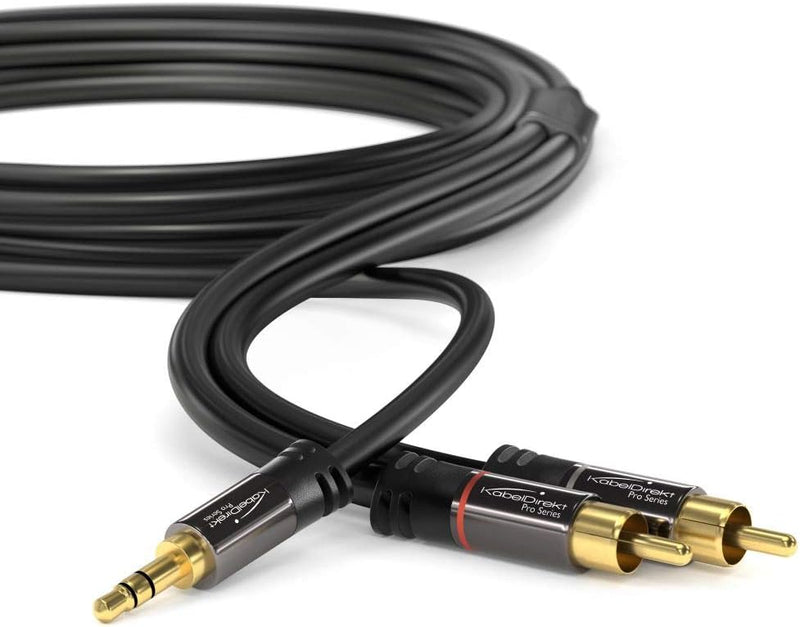 KabelDirekt - 3.5mm 2 Cinch Y Kabel - 3m - (3.5mm > 2 RCA, Klinke auf Cinch) - PRO Series & Optische