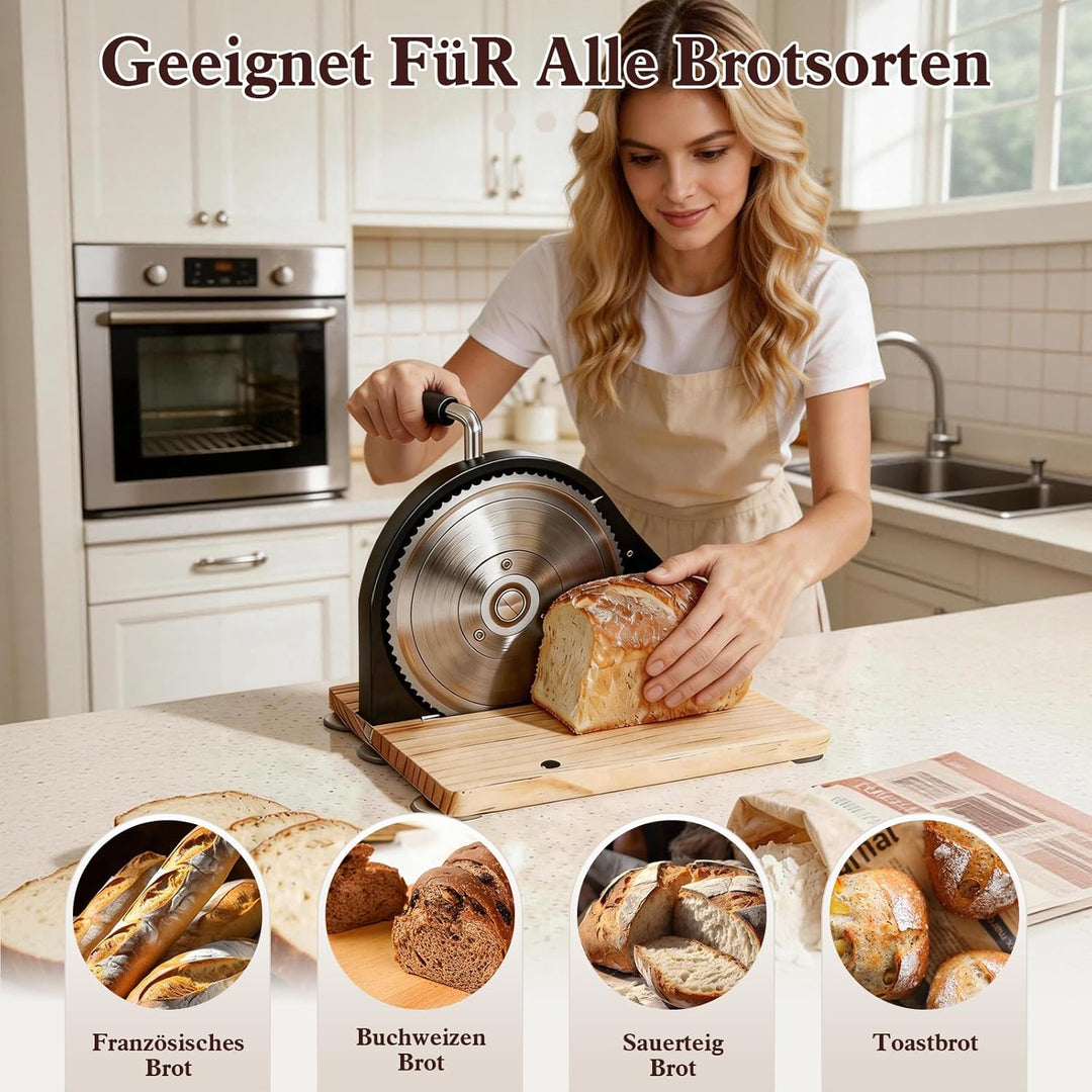 Brotschneidemaschine,Brotschneidemaschine Manuell(Faltbar),Edelstahl 304, Allesschneider Mit Skala,E
