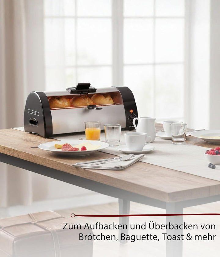 Cloer 3080 Brötchenbäcker zum Aufbacken von Brötchen, Kuchen oder Hefeteilchen 570 W, mattiertes, Ma