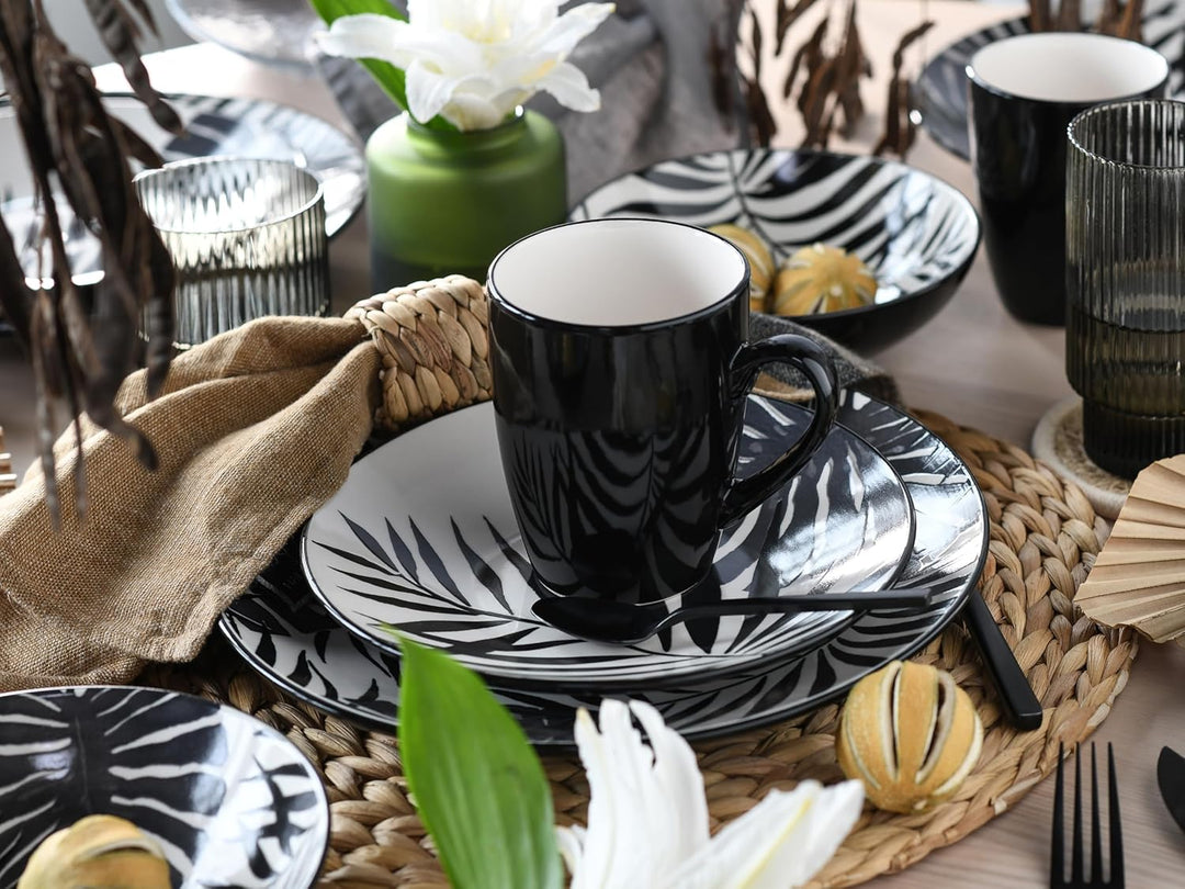 CreaTable, 25859, Serie TROPICANA black, Geschirrset, Kombiservice 16 teilig Kombiservice 16 teilig