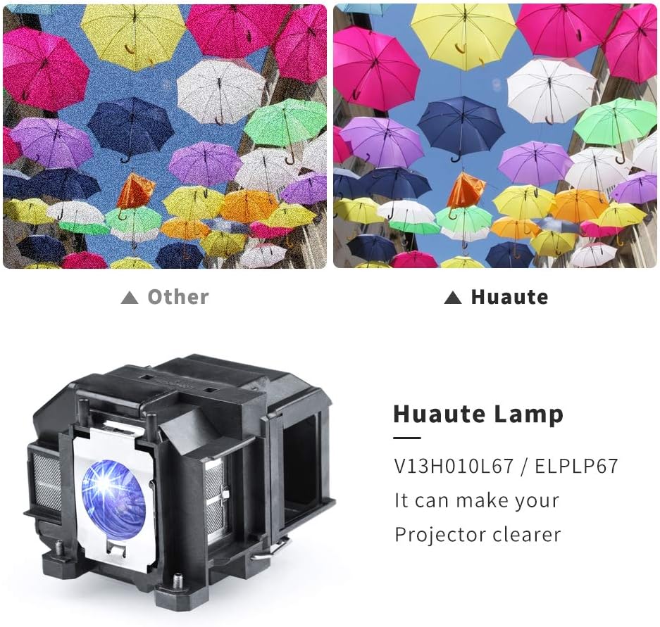 Huaute V13H010L67 / ELPLP67 Projektorlampe mit Gehäuse für Epson EB S12 / EB W12 / EX3210 / EX5210 /