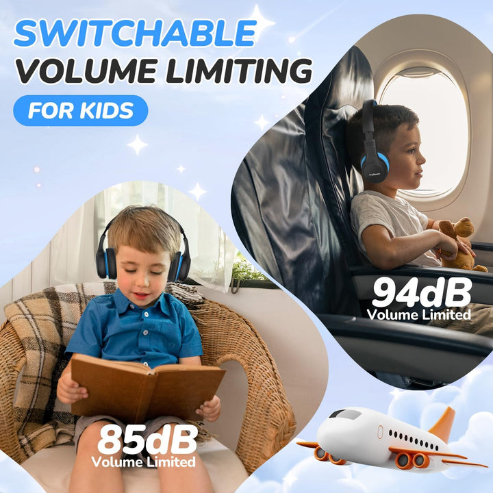 Bluetooth Kopfhörer Kinder, 60 Stunden Wiedergabezeit, Bluetooth 5.4 Kabellose Kinderkopfhörer, Type