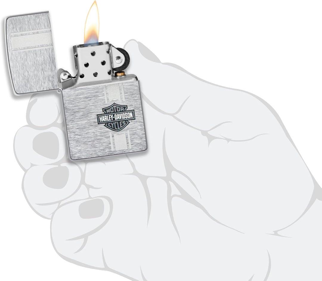 Zippo Harley-Davidson Bar and Shield Taschenfeuerzeug, gebürstetes Chrom