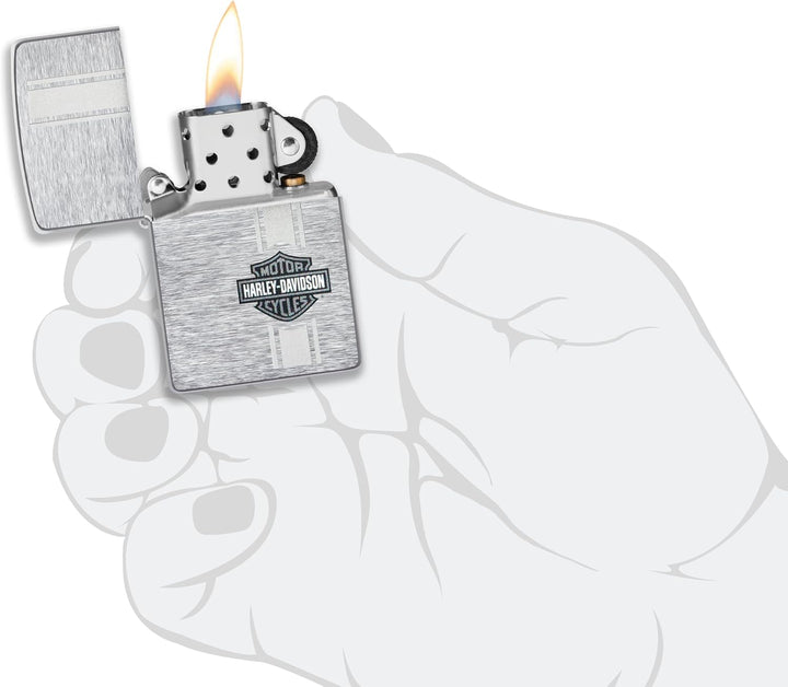 Zippo Harley-Davidson Bar and Shield Taschenfeuerzeug, gebürstetes Chrom