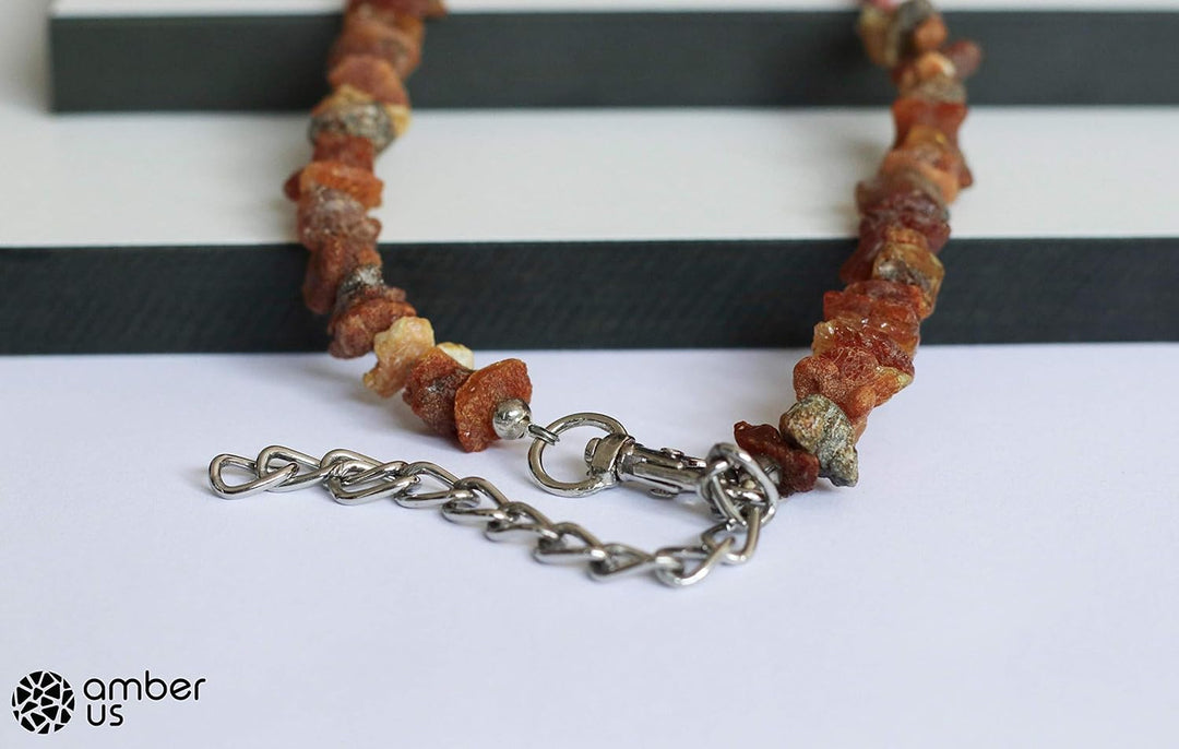 amber-us Bernsteinkette für Hunde aus Roh Baltischer Bernstein mit türkis verziert | Zeckenhalsband