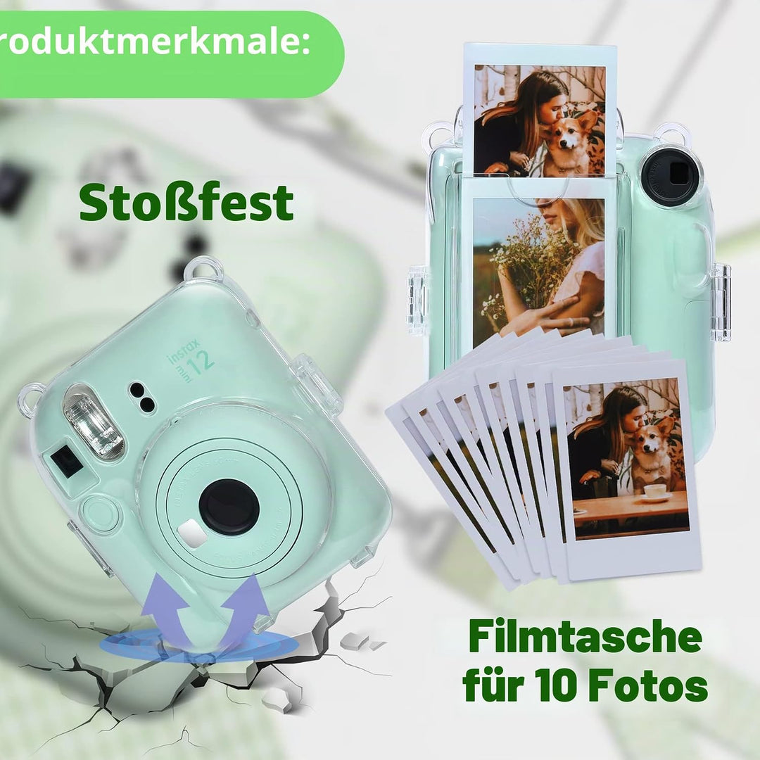Aenllosi Tragetasche für Fujifilm Instax Mini 12 Sofortbildkamera Schutzhülle mit Folientasche zum S
