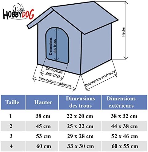 HobbyDog Hundehütte, Grösse 3, 52x46cm, aushaltbares Codurastoff, waschbar bei 30 ° C, Beständigkeit