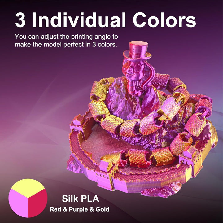 ERYONE Dreifarbiges Seiden PLA Filament 1.75mm,Seidiges Mehrfarbiges PLA-Filament für 3D-Drucker +/-