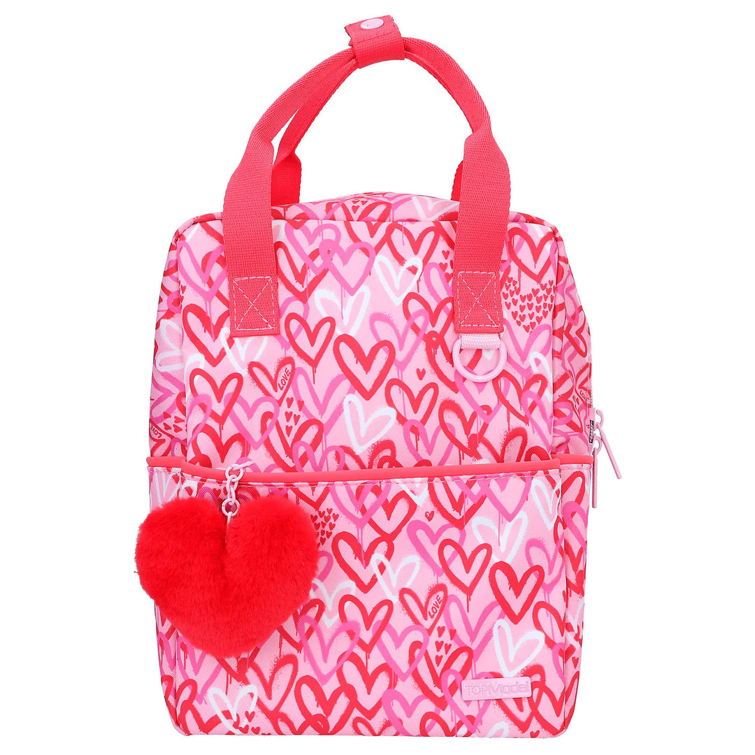 Depesche 12232 TOPModel One Love-Rucksack für Kinder in Rot und Rosa, mit Plüschherz, Tasche mit ver