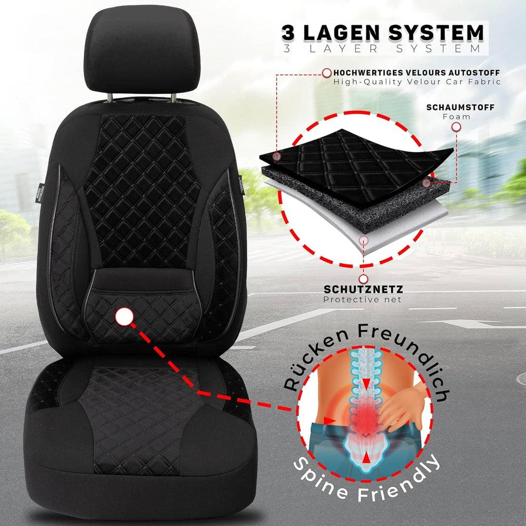 BREMER SITZBEZÜGE Mass Sitzbezüge Schonbezüge für Mercedes GLK X204 TK604 TK604 - Schwarz GLK X204,