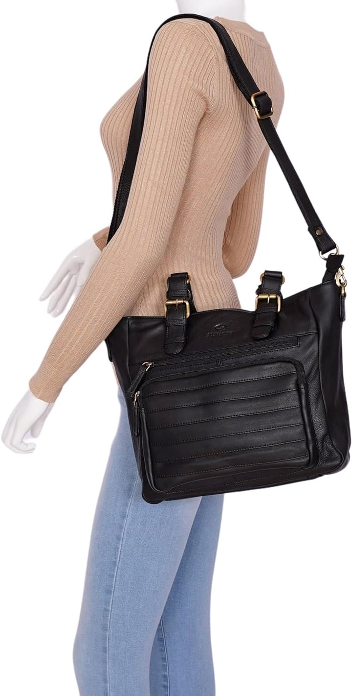 ALMADIH Premium Leder Damentasche Schultertasche KYLA - Ledertasche Handtasche Umhängetasche Henkelt