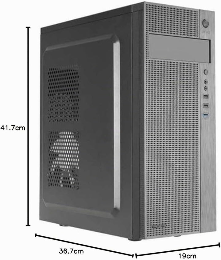 Tacens 2FERROX, PC Gehäuse ATX Semi-Tower, 12cm Seitenlüfter, Frontgitter, Stahl, Schwarz, 2FERROX